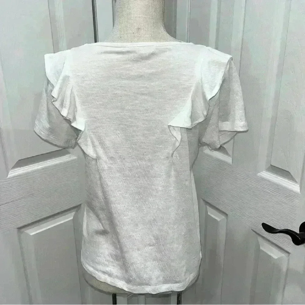 Hayden Girls size Y XL white ruffled shirt sleeve top shirt